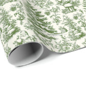 Groene Kerst Santa Toile Cadeaupapier (Rol Hoek)