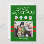 Groene Kerst Sneeuw Wereldbollen Vakantie Fotokaar Feestdagenkaart (Voorkant)