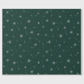 Groene kerst sneeuwvlokken cadeaupapier (Vlak)