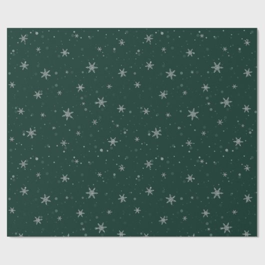 Groene kerst sneeuwvlokken cadeaupapier (Vlak)