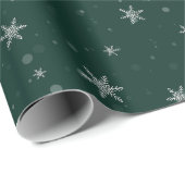 Groene kerst sneeuwvlokken cadeaupapier (Rol Hoek)