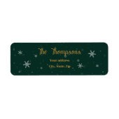 Groene kerst sneeuwvlokken etiket (Voorkant)