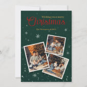 Groene Kerst Sneeuwvlokken Fotocollage Feestdagenkaart (Voorkant)
