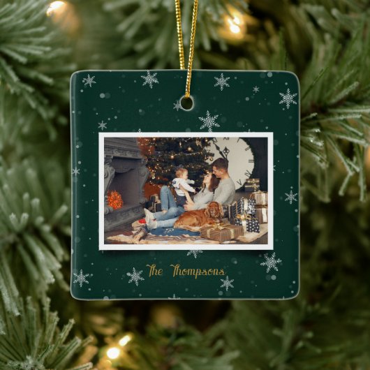 Groene kerst sneeuwvlokken keramisch ornament (Boom)