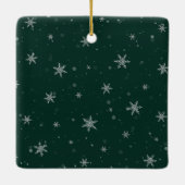 Groene kerst sneeuwvlokken keramisch ornament (Achterkant)