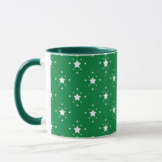 Groene Kerst Sterren Achtergrond Mok (Links)
