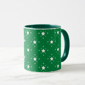 Groene Kerst Sterren Achtergrond Mok (Voorkant rechts)