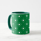 Groene Kerst Sterren Achtergrond Mok (Voorkant links)