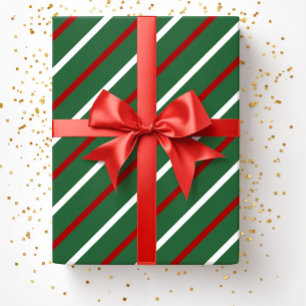 Groene Kerst Strepen Patroon Cadeaupapier