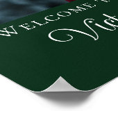 Groene Kerst Trouwfoto Poinsettia Bloemen Poster (Hoek)