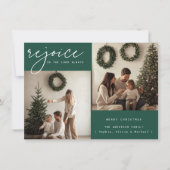 Groene Kerst Verheug je Familiefoto Feestdagenkaart (Voorkant)
