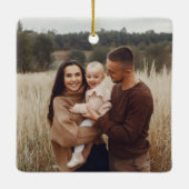 Groene Kerst waterverf bos foto Keramisch Ornament (Achterkant)