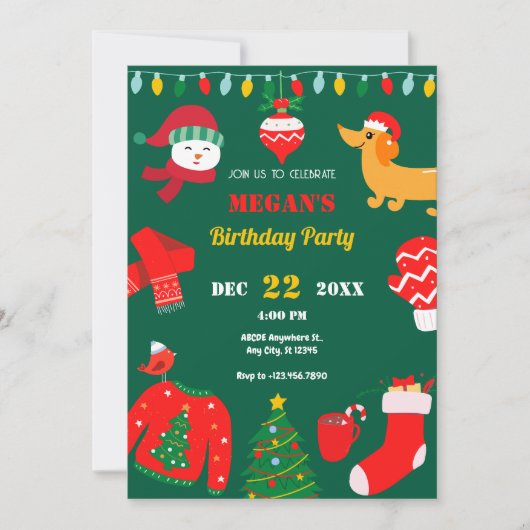 Groene Kerst winter icoon  Kaart (Voorkant)