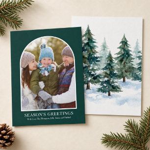Groene Kerst Woud Boog Foto Vakantie Feestdagenkaart