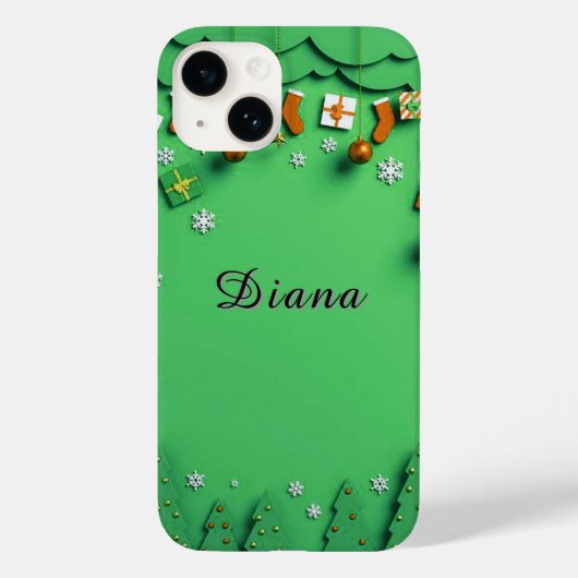 Groene kerstachtergrond met sneeuwvlokken Case-Mate iPhone case (Achterkant)