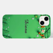 Groene kerstachtergrond met sneeuwvlokken Case-Mate iPhone case (Achterkant (horizontaal))