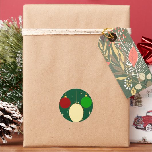 Groene Kerstbal Festive Ronde Sticker (Feestdagen)