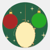 Groene Kerstbal Festive Ronde Sticker (Voorkant)