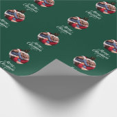 Groene kerstbal foto leuk script Kerstmis Cadeaupapier (Hoek)