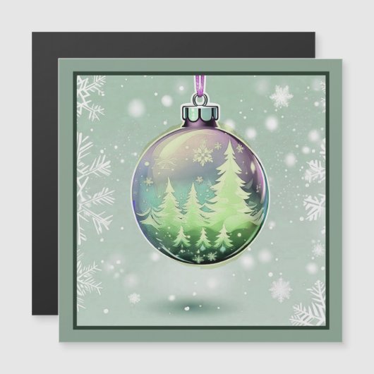 Groene Kerstbal Magnetische Kaart (Voorkant / Achterkant)
