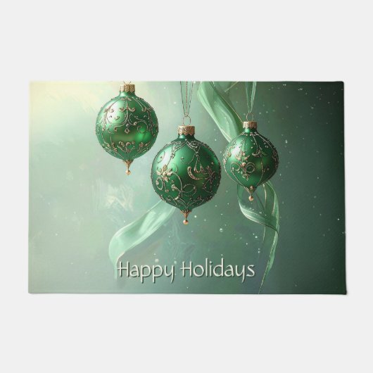 Groene Kerstbal Vakantie Deurmat (Voorkant)