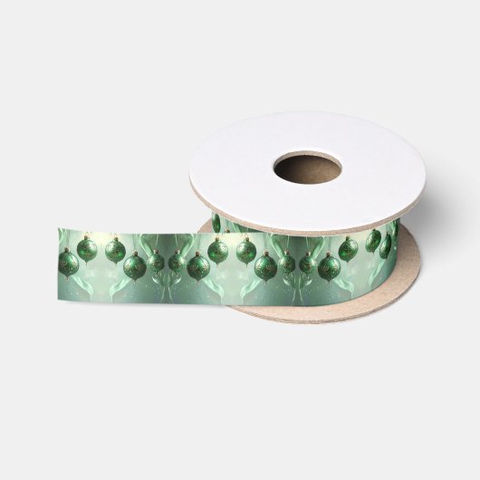 Groene Kerstbal Vakantie Satijn Satijnen Lint (Spoel)