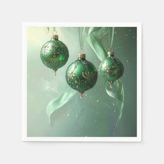 Groene Kerstbal Vakantie Servet (Voorkant)
