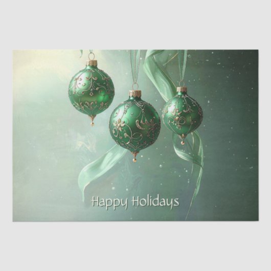 Groene Kerstbal Vakantie Tissuepapier (Voorkant)