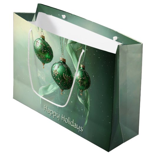 Groene Kerstbal Vakantietas Groot Cadeauzakje (Voorkant Gekanteld)