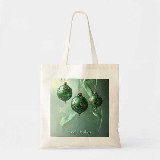 Groene Kerstbal Vakantietas Tote Bag (Voorkant)