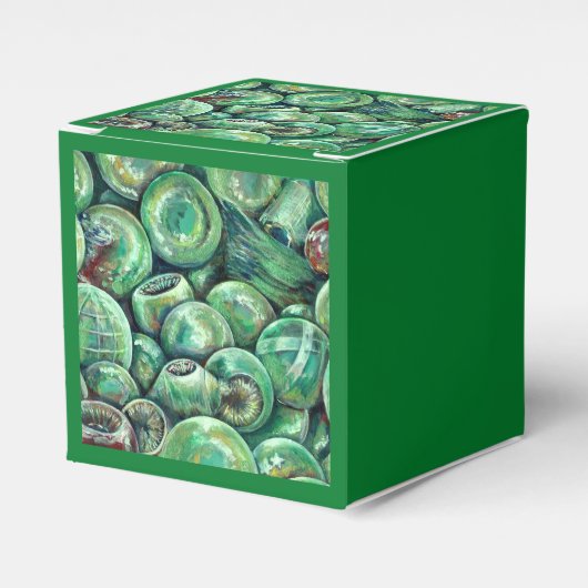 Groene kerstballen bedankdoosjes (Voorkant Zijde)