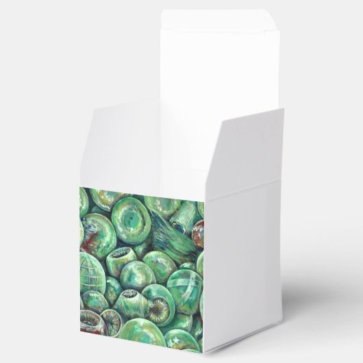 Groene kerstballen bedankdoosjes (Geopend)