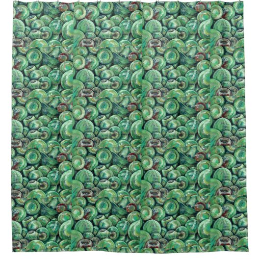 Groene kerstballen douchegordijn (Voorkant)