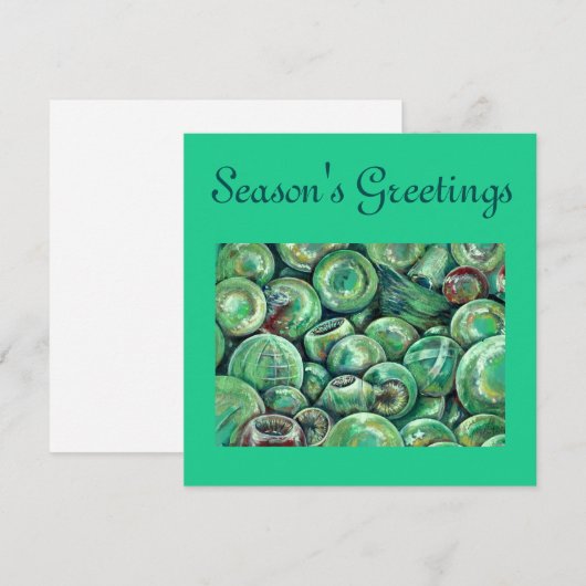 Groene kerstballen feestdagenkaart (Voorkant / Achterkant)