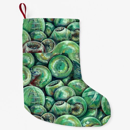 Groene kerstballen kleine kerstsok (Voorkant)