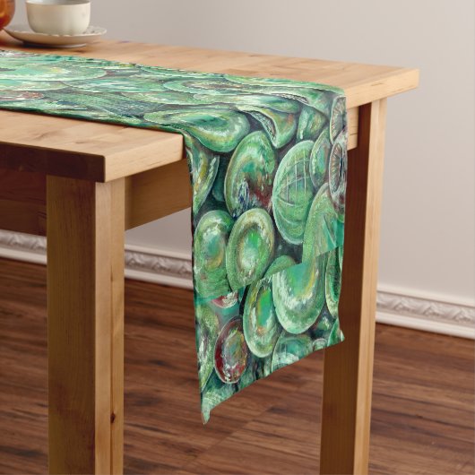 Groene kerstballen korte tafelloper (Voorbeeld)