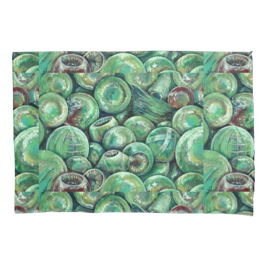 Groene kerstballen kussensloop (Voorkant)