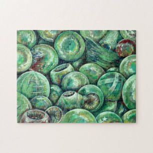 Groene kerstballen legpuzzel