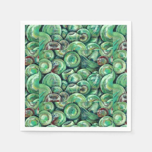 Groene kerstballen servet (Voorkant)