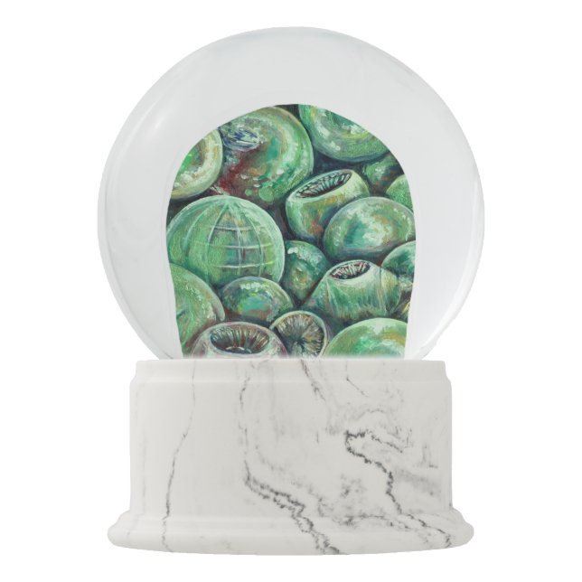 Groene kerstballen sneeuwbol (Voorkant)