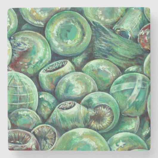 Groene kerstballen stenen onderzetter (Voorkant)