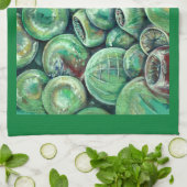 Groene kerstballen theedoek (Gevouwen)