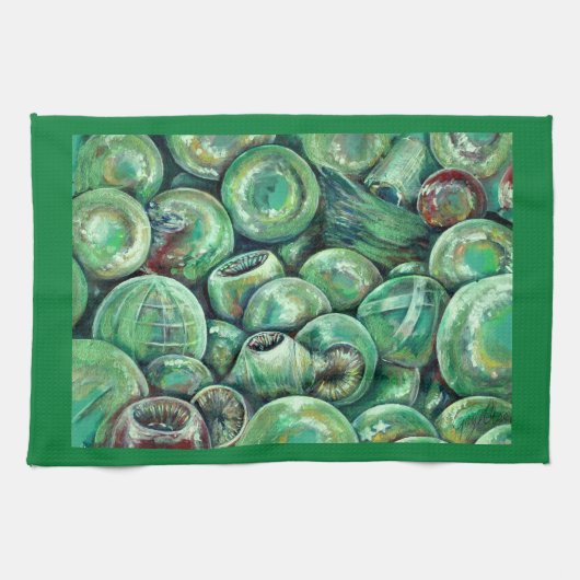 Groene kerstballen theedoek (Horizontaal)
