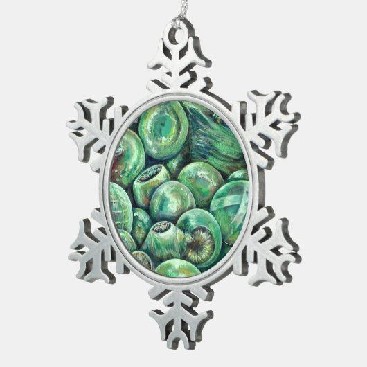 Groene kerstballen tin sneeuwvlok ornament (Rechts)