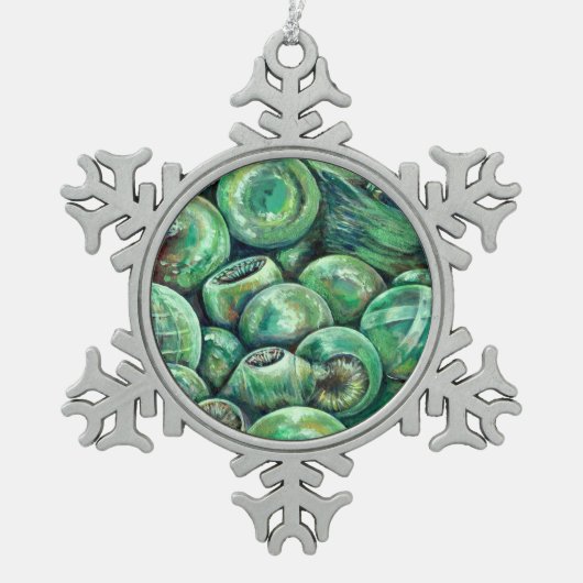 Groene kerstballen tin sneeuwvlok ornament (Voorkant)