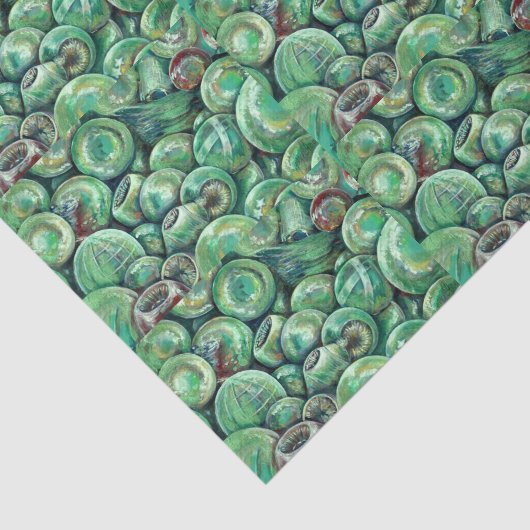 Groene kerstballen tissuepapier (Detail)