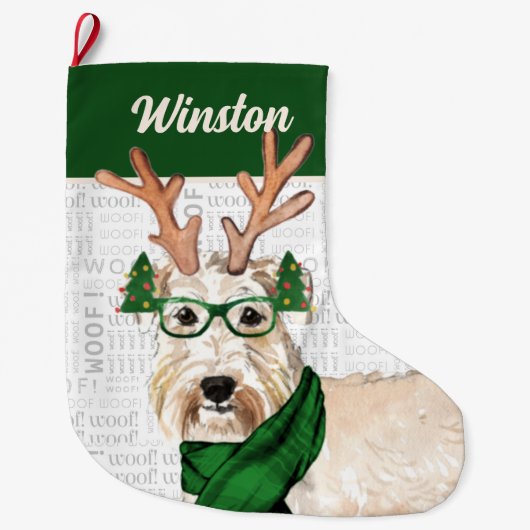 Groene kerstbeker met de naam Dog Grote Kerstsok (Voorkant)