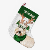 Groene kerstbeker met de naam Dog Grote Kerstsok (Voorkant (Hangend))