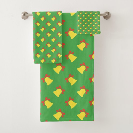 Groene kerstbel naadloos patroon bad handdoek (Insitu)