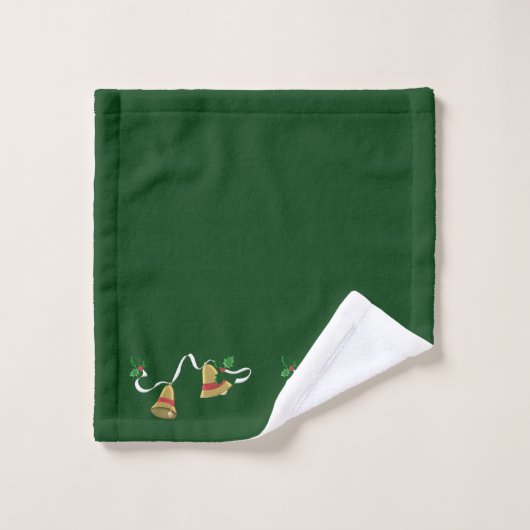 Groene kerstbellen bad handdoek (Wasdoekje)